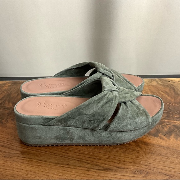 Green Suede Leather Platform Slide Sandal, New in Box - Picture 4 of 10